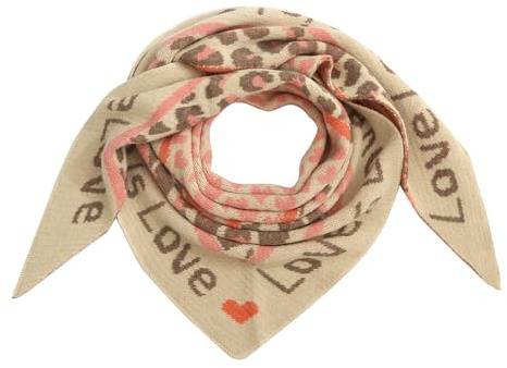 stylx Damen Schal XXL Dreieck mit Leopard Muster LEO LOVE Warm Weich Strickschal Karo Winterschal Herbstschal Wolleschal Frauen Deckenschal Halstuch Scarf Poncho Cape