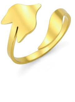 Gu Feng adorno anillo ajustable con apertura de zorro de acero inoxidable de 18 quilates