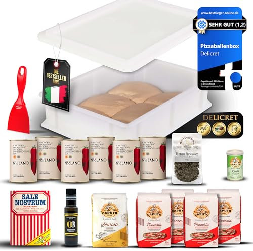 DELICRET - Pizza Culinari Premium Starter Kit | Erstklassige Pizza-Zutaten für unvergesslichen Genuss | Pizzaballen-Box