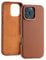 Seagtigau Genuine Leather Case for iPhone 16 Pro (6.3 inch), Stylish Litchi Leather case with Soft Fiber Lining, Lip Screen Protection, Compatible with MagSafe Brown