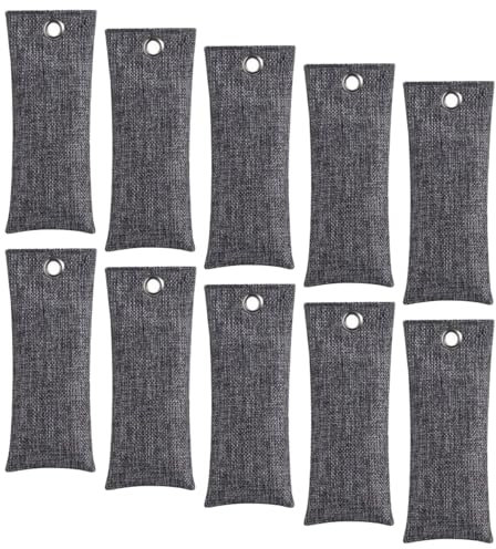 Cozylkx 10 Packs Activated Charcoal Bag, 75g/Pack Bamboo Charcoal Air Purifying Bags Shoe Deodoriser Natural Car Air Freshener for Home, Pet, Closet (Gray)