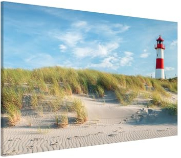 Magnettafel Pinnwand für Magnete Strand Meer Natur Magnetboard - Magnetwand Made in Germany - Düne Modern Notiztafel blau Küche Flur Büro Visionboard WBMT_6787 (90x60cm)