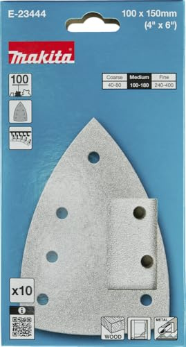 Makita Schleifpapier für Deltaschleifer, 100x150mm, Körnung A100, 10 Stück, Weiß