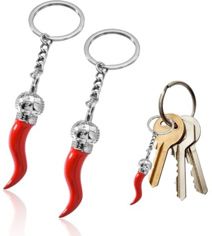 Lot de 2 porte-bonheur en cornet napolitain, porte-clés porte-bonheur pour voiture et moto