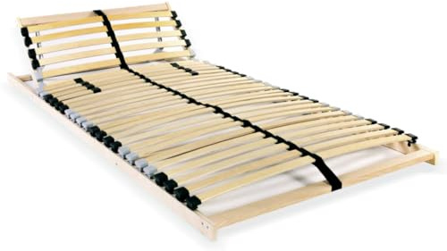 Hommdiy Lattenrost mit 28 Latten 7 Zonen 70x200 cm Kopfteilverstellung (manuell) Lattenrahmen Bettrost Holzlatten Latten Rost (Nein Matratze)