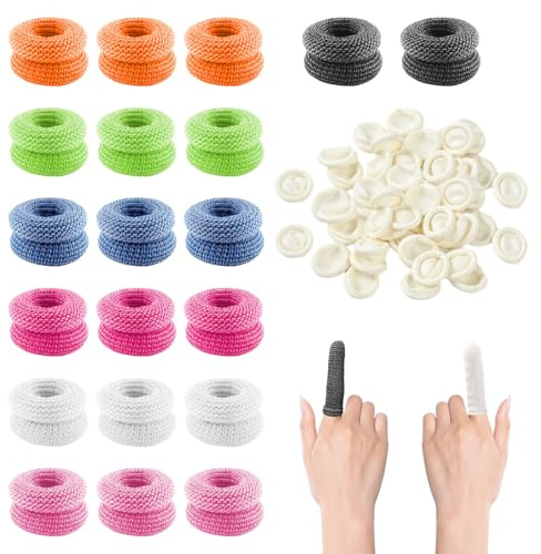 50 Pcs Finger Bandage,Including Cotton Finger Cots and Rubber Gloves,Finger Bandages Tubular,Finger Protectors,Used for Support and Protection