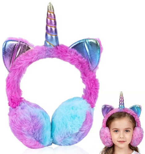 QYEHF cache-oreilles doux en peluche mignons,pour filles licorne, cache-oreilles d'extérieur d'hiver, accessoires d'hiver coupe-vent et froid pour femme