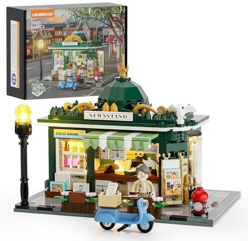 LUMIBRICKS Stadtleben Kiosk Beleuchtung Klemmbausteine Haus, Schreibtisch Deko, Retro Modular Building Stadtleben Set, Geschenk für Erwachsene und Jugendliche