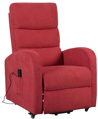 POLTRONE ITALIA Poltrona Relax Elettrica 4 ruote reclinazione poltrona per anziani soggiorno elevabile Detraibile 19% microfibra Rosso
