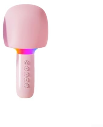 Kabelloses Mini-Karaoke-Mikrofon, 5 W High-Fidelity-Sound, BT 5.0, 1500 mAh Akku mit LED-Lichtern für Handys und Computer (Rosa)