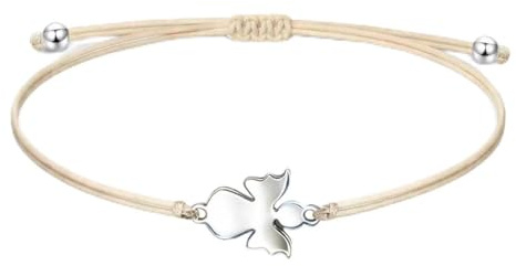 Susan's Choice Schutzengel Armband für Mädchen, Geschenk zur Kommunion, Konfirmation, Taufe oder Geburtstag, Edelstahl Engel Anhänger mit verstellbarem Textilarmband, inklusive Geschenkkarte