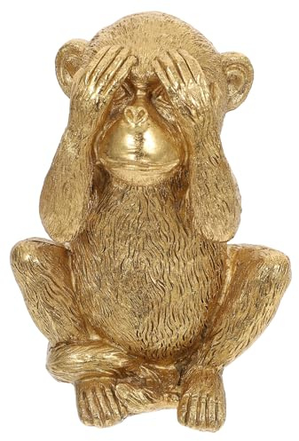 Goldene Affenfigur aus Kunstharz, Leicht, Platzsparend, für Schreibtisch | Tischdeko für Zuhause und Büro, Tragbar, Monkey Shaped Skulptur, für Innen und Draußen