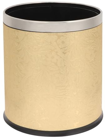 TOYANDONA Poubelle Ronde Ménagère en Plastique Doré Double Couche, Corbeille à Papier Décorative sans Couvercle, Grosse Capacité, Stable et Pratique Cuisine, Salle de Bain, Bureau et