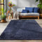 SIMPEX Flauschiger Teppich Wohnzimmer Schlafzimmer Läufer Flur Esszimmer Küchenteppich Hochflor Einfarbig Modernes Design 30 mm Florhöhe Kuschelweich, Marineblau, 200 x 290 cm