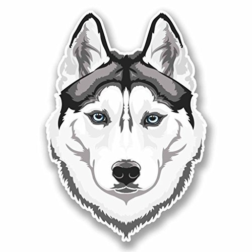 2 x 10cm/100mm Weiß Husky WolfVinyl Selbstklebende Sticker Aufkleber Laptop Reisen Gepäckwagen Cool Zeichen Spaß #9674