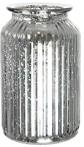 Splatter Silver Ribbed Vase Jar Home Decoration Decor Ornament