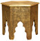 Casa Moro Orientalischer Beistelltisch Targa Höhe 46 x Ø 46 cm Holz-Tisch komplett mit Messingintarsien Verkleidet im Antik-Gold Look | Kunsthandwerk Pur | MA77-345