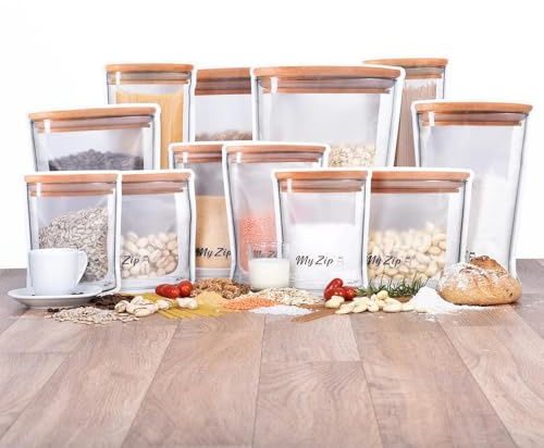 Original MyZip-Beutel – wiederverwendbare Aufbewahrungsbeutel – luftdicht, spülmaschinensicher & umweltfreundlich – ideal für Lebensmittel, Snacks & Gefrierschrank (12) [2026]