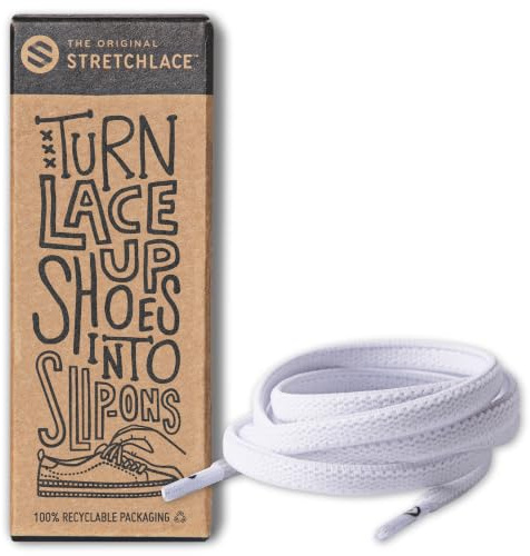 THE ORIGINAL STRETCHLACE | Elastic Shoe Laces | As Seen on Shark Tank | Flat Stretch Shoelaces 40 Inches (101 cm), White