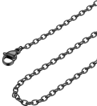 FOCALOOK Edelstahl Kette Damen 1mm/1.4mm/2mm/2.5mm Halskette für Anhänger | Kettenlänge: 35cm-75cm, 4 Farben: Silber/Gold/Schwarz/Rosegold, Kann einzeln oder mit Anhänger getragen werden