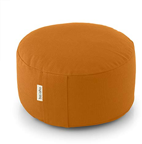 basaho WHEEL Zafu Meditationskissen Yogakissen | Bio-Baumwolle | Buchweizenschalen | Abnehmbarer und waschbarer Bezug (Mango)