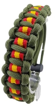 Pulsera de ESPAÑA AJUSTABLE, talla 13 a 23, de paracord 550, VERDE ARMY