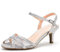 Womens Diamante High Heel Mules Ladies Bridal Wedding Shoes Evening Party Prom Occasion Heeled Strappy Sparkly Dress Sandals Ankle Strap Fashion Heels Shoes Silver Glitter