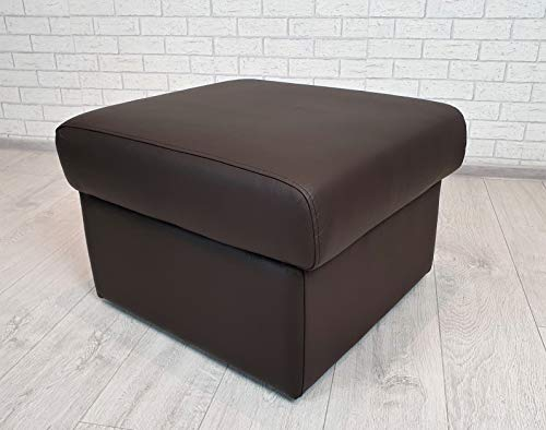 Quattro Meble Dunkelbraunes Echtleder Hocker aufklappbar mit Stauraum Sitzhocker Rindsleder Sitzwürfel Polsterhocker 60x55 Fußhocker Echt Leder MDR Dark Brown Puff