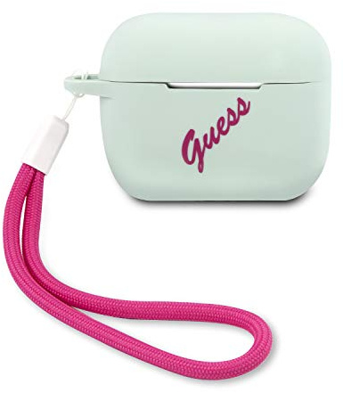 Guess Funda de Silicona para AirPods Pro Cover de Color Fucsia, Estilo Vintage