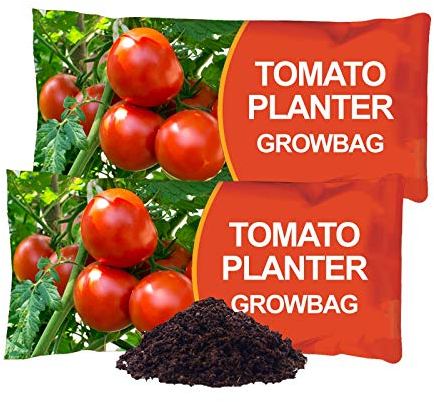 simpahome Tomato Planter Nutrient Enriched Compost Grow Bags - 2 x Deep Fill Grow Bags - Upto 8 Weeks Food