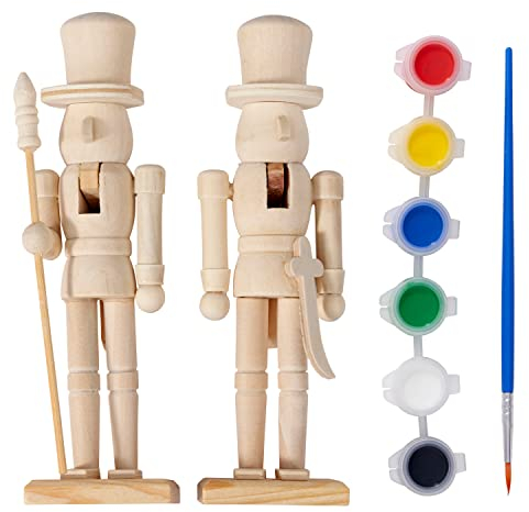 THE TWIDDLERS 2 Weihnachten Nussknacker aus Holz zum Selber Bemalen, 18cm - DIY Basteln Weihnachtsdeko für Kinder - Farben Inklusive, Male deinen eigenen Soldaten, Kunst Kreatives Geschenk Spielzeug