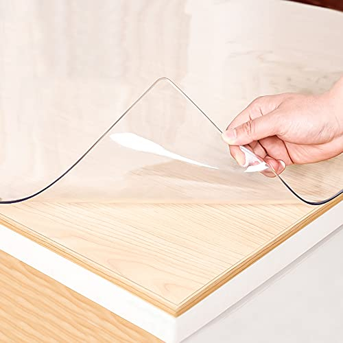 Film de protection de table - Set de table en Plastique PVC Verre Souple Nappe Convient pour la cuisine, la table à manger, la table basse, le bureau d'ordinateur, etc. (2.0mm,50x100cm/19.69x39.38in)