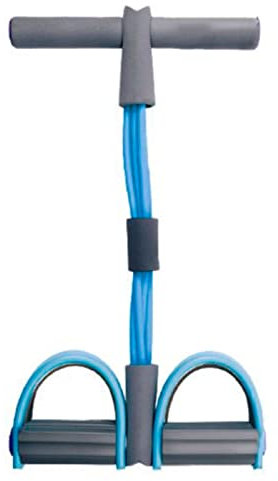 Acan Banda elástica para ejercitar piernas y Brazos, 18 kg, 4 Tubos y Pedal, multifunción, para Yoga, Fitness, Cuerda de Ejercicio de Resistencia para Gimnasia en casa, Entrenamiento, Color Aleatorio