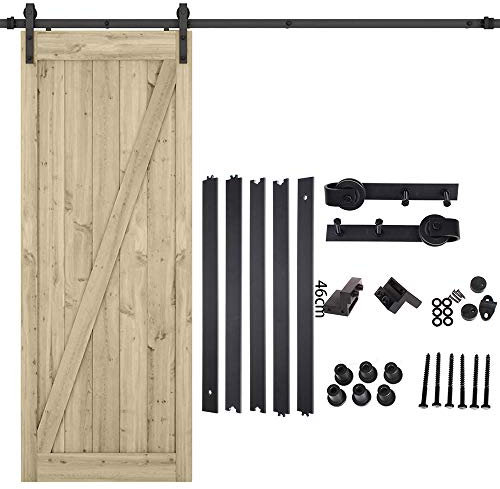 230cm/7.54FT Kit de Porte de Grange Coulissante Kit de Quincaillerie, Quincaillerie Kit de Rail Porte Coulissante, Kit de Piste pour Porte en Bois Simple (Forme J)