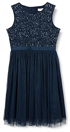 Maya Deluxe Mädchen^Mädchen Paillettenverziertes Hochzeit und Geburtstag Festlich mit Bandschleife Brautjungfernkleid Kleid, Navy, 3 Years