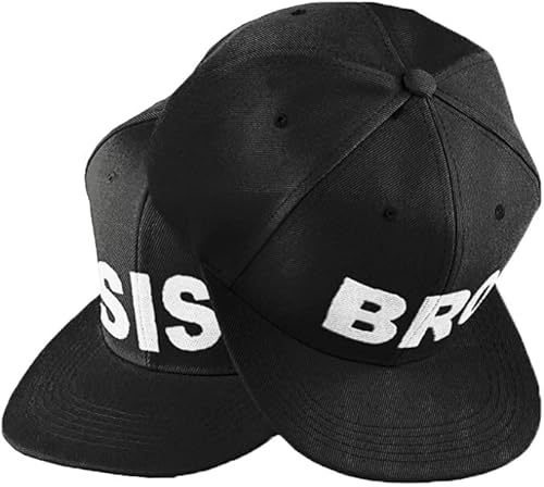 MFAZ Morefaz Ltd Set mit zwei Hüten für Kinder Bro Sis Hut mit flachem Schirm, verstellbarem Riemen, Hip Hop, BRO SIS Black, Einheitsgröße