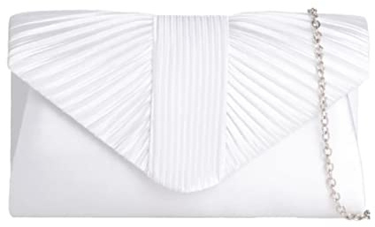LeahWard Women's Satin Fabric Flap Clutch Bag Prom Wedding Party Evening Shoulder Handbag