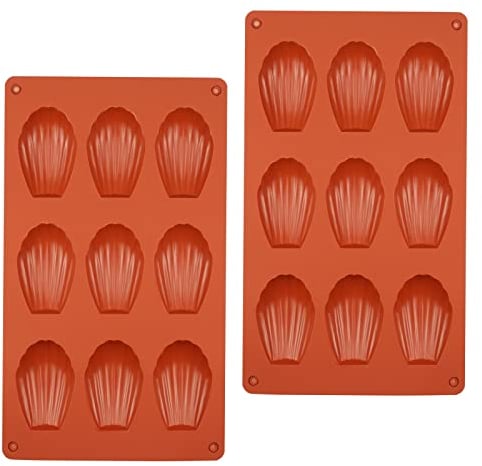 burkfeeg 2 Stück Madeleine Backformen, Madeleine-Form aus Silikon Muschelförmige Backform für Kekse, SüßIgkeiten, Schokolade, Eiswürfel