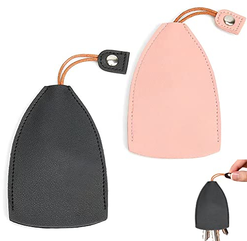 Étui en Cuir pour Clé de Voiture, 2pcs Portable Grande Imperméable Capacité Étui à Clés en Cuir PU,Porte-clés Coulissant pour Clé, Type Clé Sac pour Tenir 5 à 8 Clés