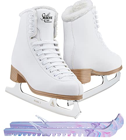 Jackson Classic JC380 Schlittschuhe mit Fleecefutter – Damen 4 – Bündel mit Schlittschuhschoner