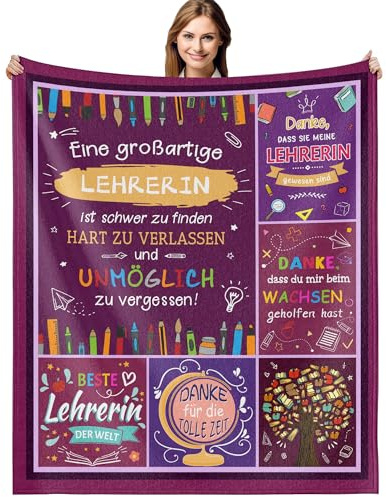 Generisch Geschenke für Lehrerin, Kuscheldecke Flauschig mit Spruch, Abschiedsgeschenk Abschied Lehrerin Dankeschön Geschenk Geschenkidee zum Geburtstag Ruhestandsgeschenke, 150x200cm