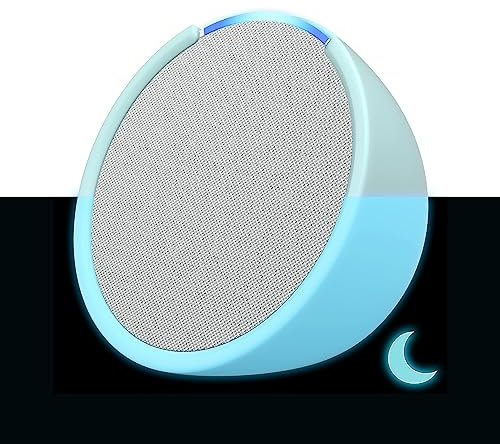 Echo Pop | Full sound compact Wi-Fi and Bluetooth smart speaker with Alexa | Glacier White and a Made For Amazon Sleeve for Echo Pop (2023 release), Glow-in-the-dark