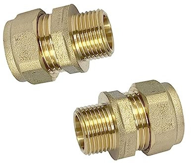 15mm Compression by 3/8 BSP Male Iron Thread European Flexible Tap Adapters (Pack of 2)