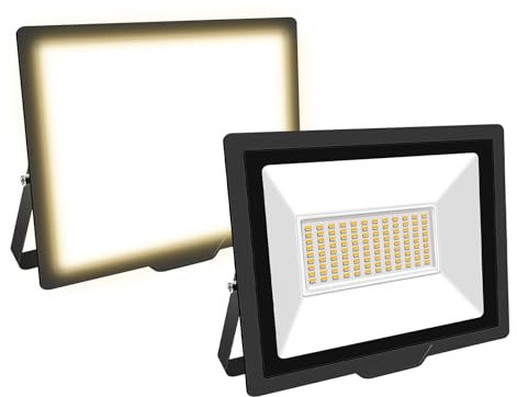 Willpower 2pcs Faretto LED da Esterno 75W 7500LM Faro LED Bianca Caldo 3500K Proiettore LED Impermeabile Lampada Luce di Sicurezza a LED Illuminazione per Giardino Garage Cortile Patio Corridoio