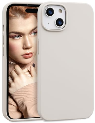 IMIKOKO Hülle für iPhone 15 Beige, Matt Silikon Dünn Handyhülle Stoßfest Gummi Schutzhülle Kratzfest Case Cover 6,1 Zoll