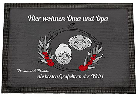 Fußmatte Personalisiert Oma und Opa | Geschenk Oma und Opa | Fussmatte mit Namen | Beste Großeltern | Schmutzfangmatte Bedruckt | rutschfest und wetterfest | Geburtstagsgeschenk Omi Opi | 50 x 35 cm