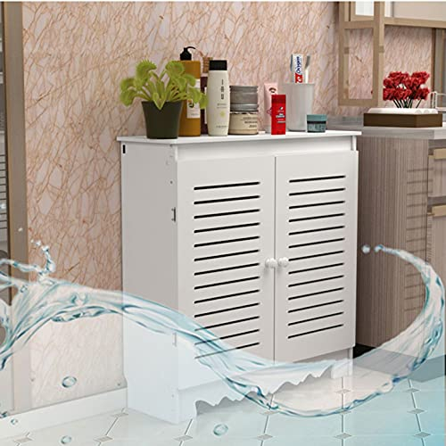 Modern White Radiator Cover - Waterproof PVC Wood Plastic Board - Horizontal Slats - Cabinet Shelf for Living, Dining, and Bedroom - 100x80x20cm