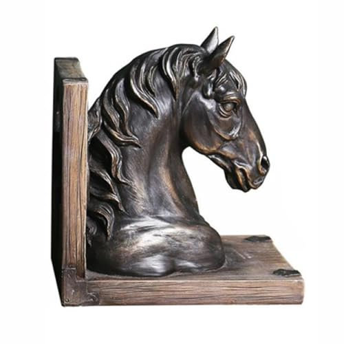 JHNIF 1 serre-livres en résine en forme de tête de cheval marron