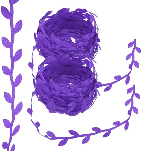 PATIKIL 22 Yards Lila Blattband, Blätterverzierung Seil Künstliches Blattband für Weihnachtskranz, Geschenkverpackung, Hochzeitsdekoration, Stil 8