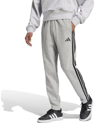 Adidas Mens Essentials 3-Stripes Fleece Sportswear Pants, Medium Grey Heather/Black, Medium